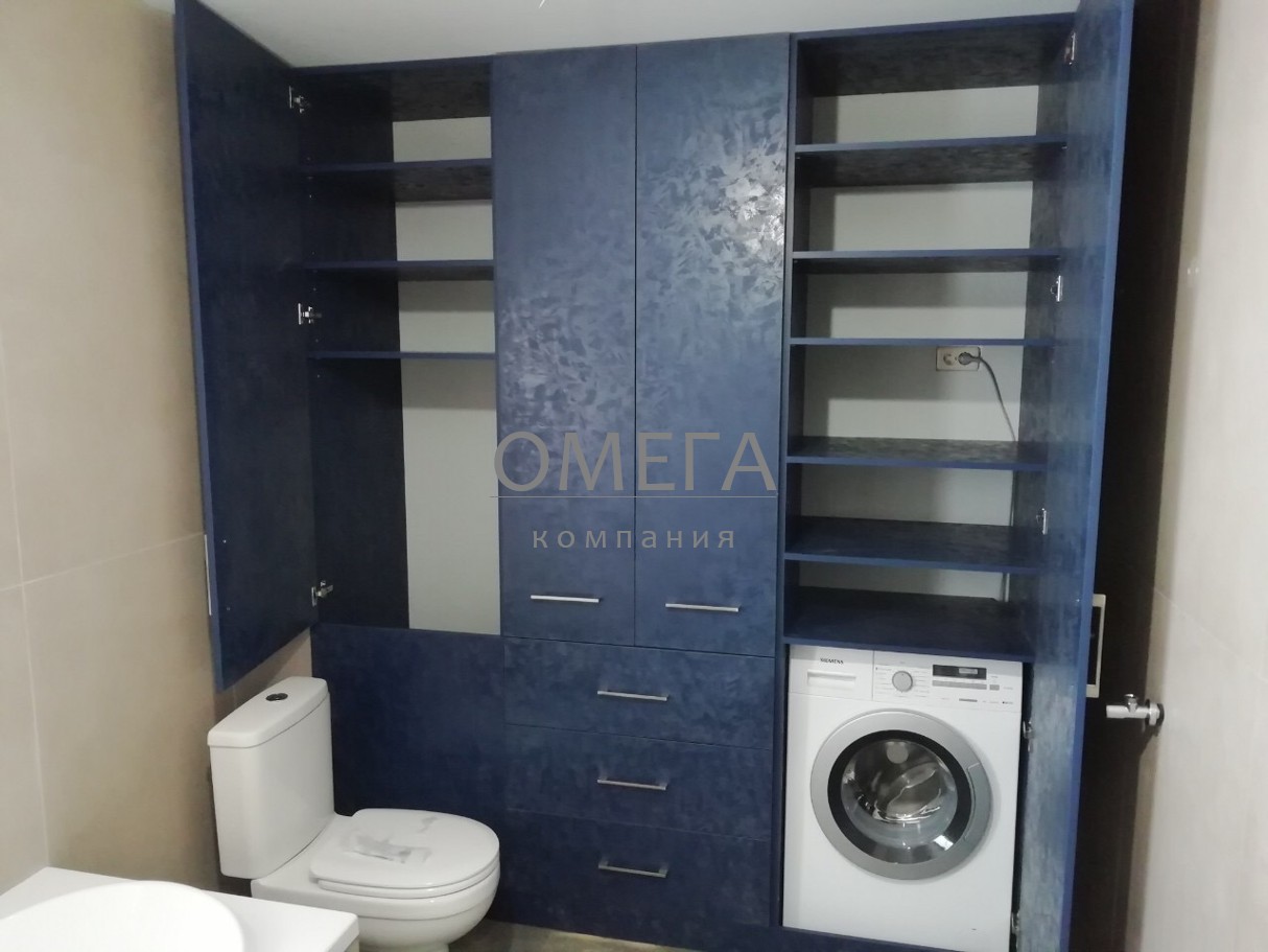 Шкаф для ванной комнаты с местом под стиральную машину изготовлен на заказ в Челябинске по размерам заказчика